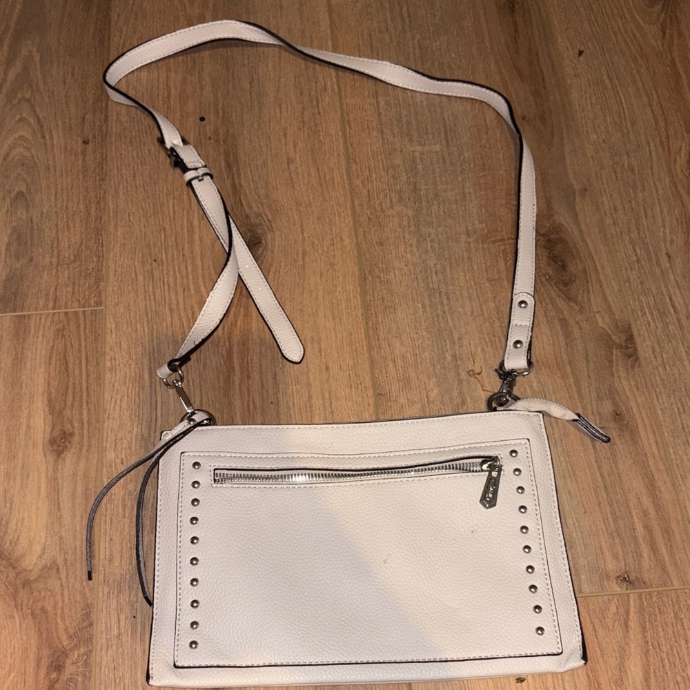 White Women's Crossbody Bag with Stud Accents